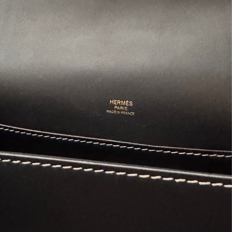 甜售HERMES愛馬仕ROULIS 23 豬鼻子方形斜背包 黑灰+淡金釦 x刻-14