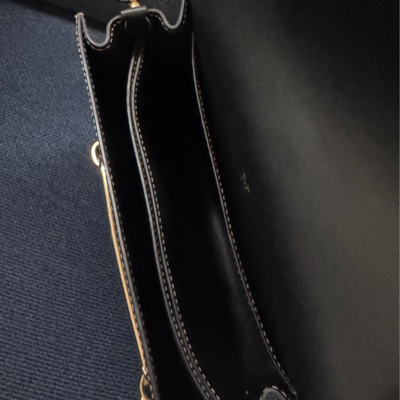 甜售HERMES愛馬仕ROULIS 23 豬鼻子方形斜背包 黑灰+淡金釦 x刻-15