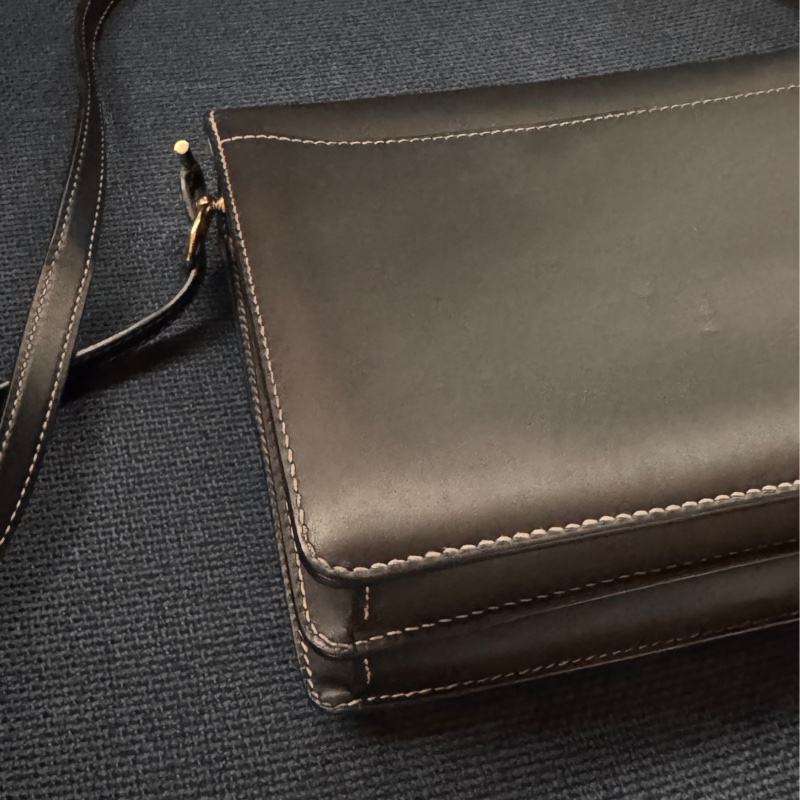 甜售HERMES愛馬仕ROULIS 23 豬鼻子方形斜背包 黑灰+淡金釦 x刻-21