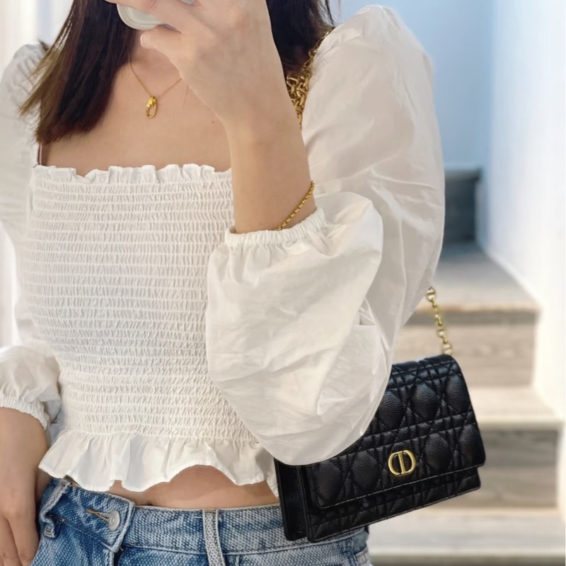 迪奧DIOR CARO WOC 黑金籐格紋小牛皮斜背包 S5134UWHC 絕美復古CD釦爆款天菜 🖤-2