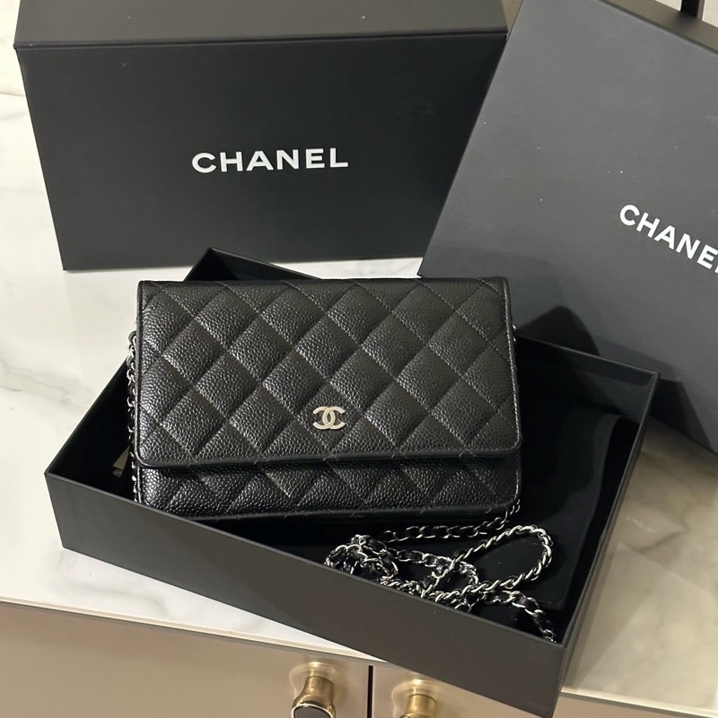 全新全配❤️ 香奈兒 #黑銀 #荔枝皮 #woc #經典款-0