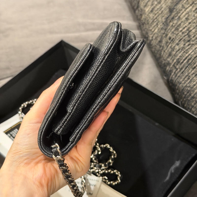 全新全配❤️ 香奈兒 #黑銀 #荔枝皮 #woc #經典款-4