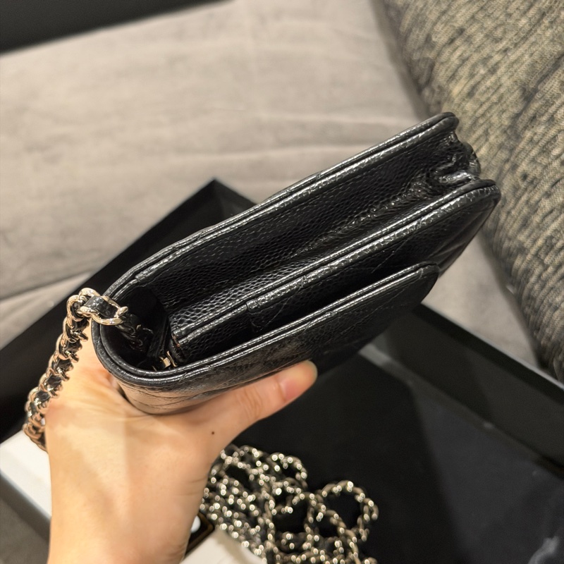 全新全配❤️ 香奈兒 #黑銀 #荔枝皮 #woc #經典款-5