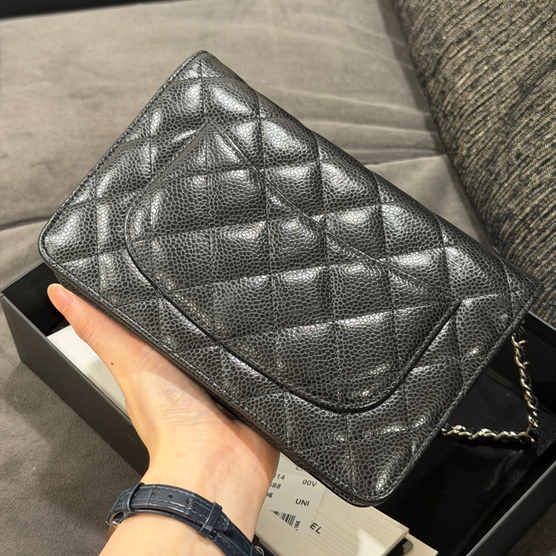 全新全配❤️ 香奈兒 #黑銀 #荔枝皮 #woc #經典款-7