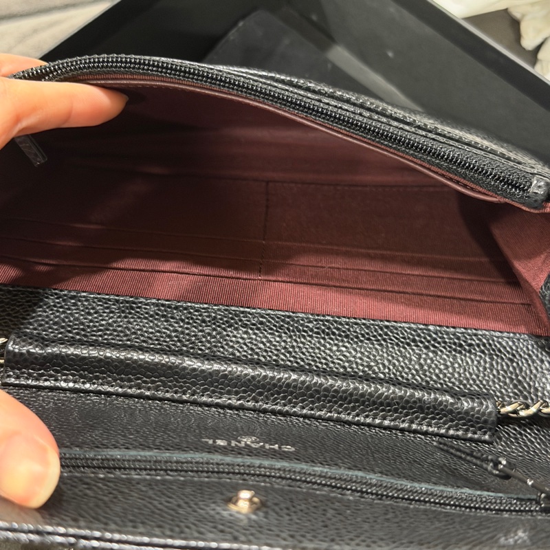 全新全配❤️ 香奈兒 #黑銀 #荔枝皮 #woc #經典款-10