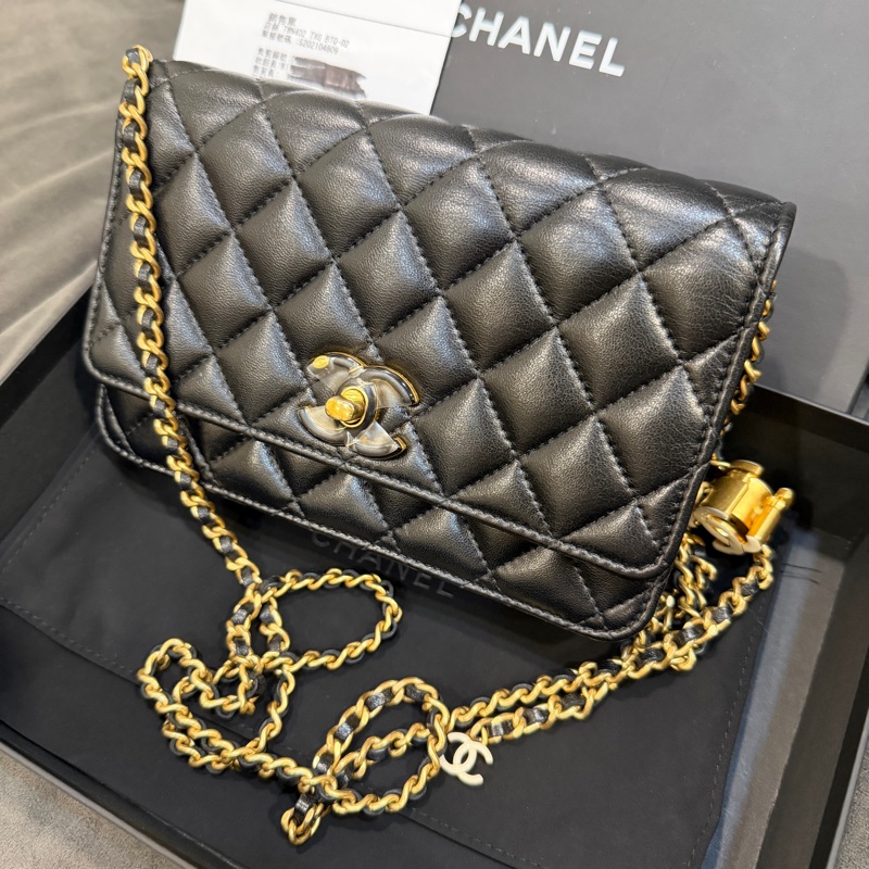 全新全配❤️新款❤️ 香奈兒 #soblack #旋轉扣 #woc #可調節-3