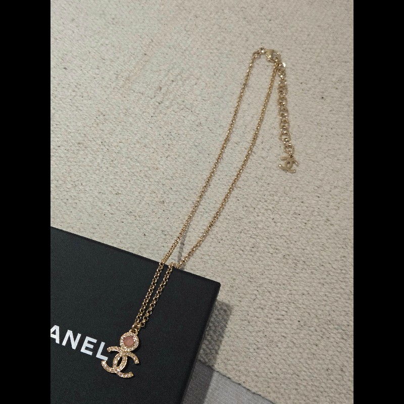 Chanel 香奈兒 24C 蜜桃粉金雙Clogo滿鑽項鍊 溫柔到骨子裡 🍑✨-7