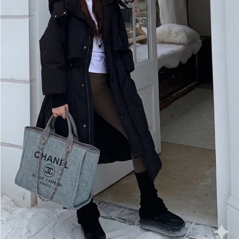 全新全配❤️ 香奈兒 #沙灘包 #霧霾灰 #托特包 #藍灰色-1