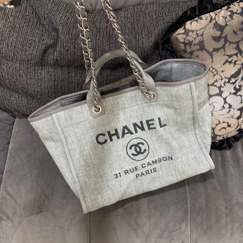 全新全配❤️ 香奈兒 #沙灘包 #霧霾灰 #托特包 #藍灰色-3