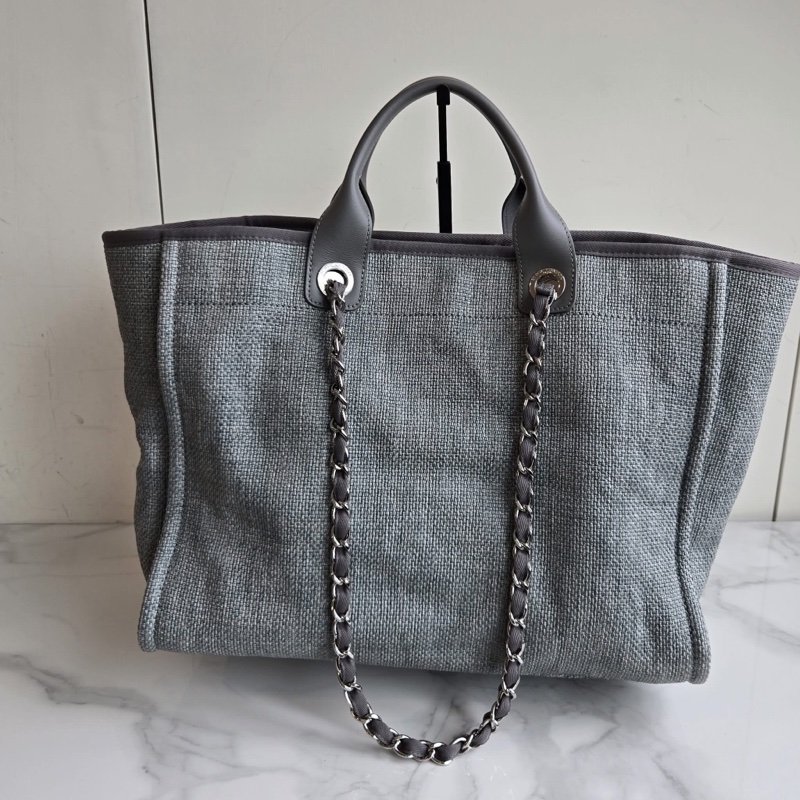 全新全配❤️ 香奈兒 #沙灘包 #霧霾灰 #托特包 #藍灰色-4