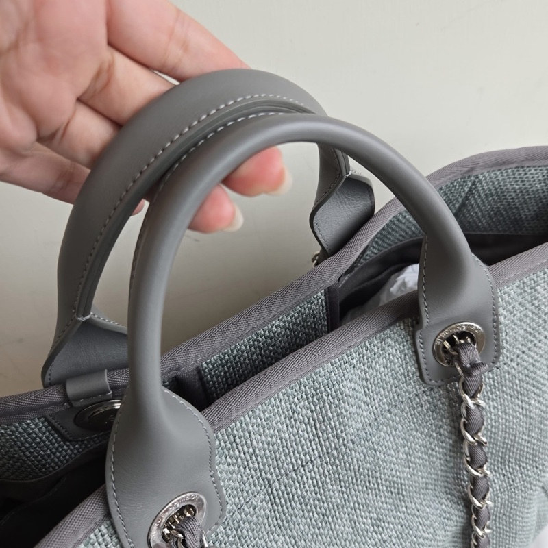 全新全配❤️ 香奈兒 #沙灘包 #霧霾灰 #托特包 #藍灰色-6