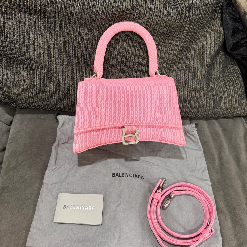 全新🈶購證❤️ 巴黎世家 #沙漏包 #粉色 #銀扣 #牛仔 s號-2