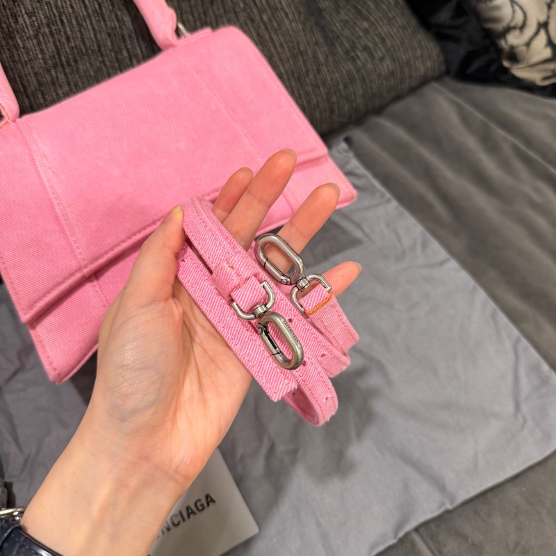 全新🈶購證❤️ 巴黎世家 #沙漏包 #粉色 #銀扣 #牛仔 s號-3