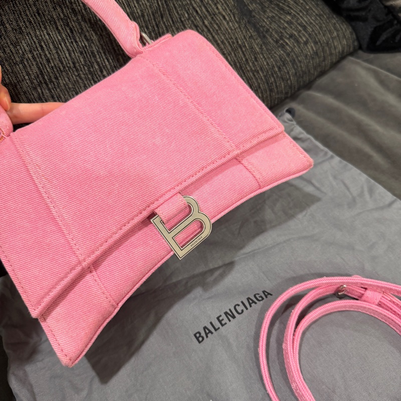 全新🈶購證❤️ 巴黎世家 #沙漏包 #粉色 #銀扣 #牛仔 s號-4