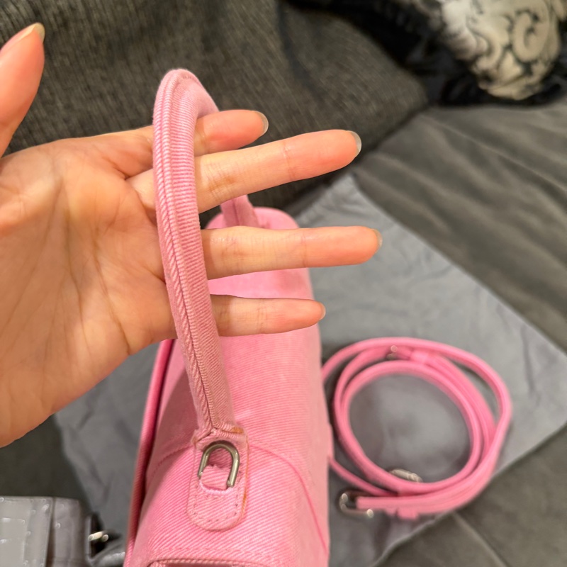 全新🈶購證❤️ 巴黎世家 #沙漏包 #粉色 #銀扣 #牛仔 s號-5