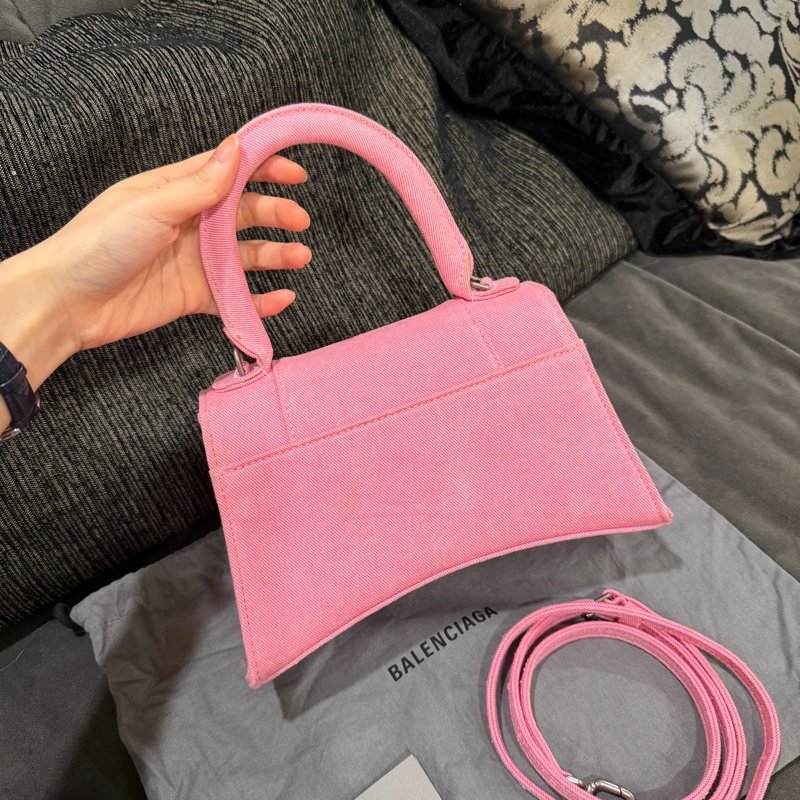 全新🈶購證❤️ 巴黎世家 #沙漏包 #粉色 #銀扣 #牛仔 s號-6