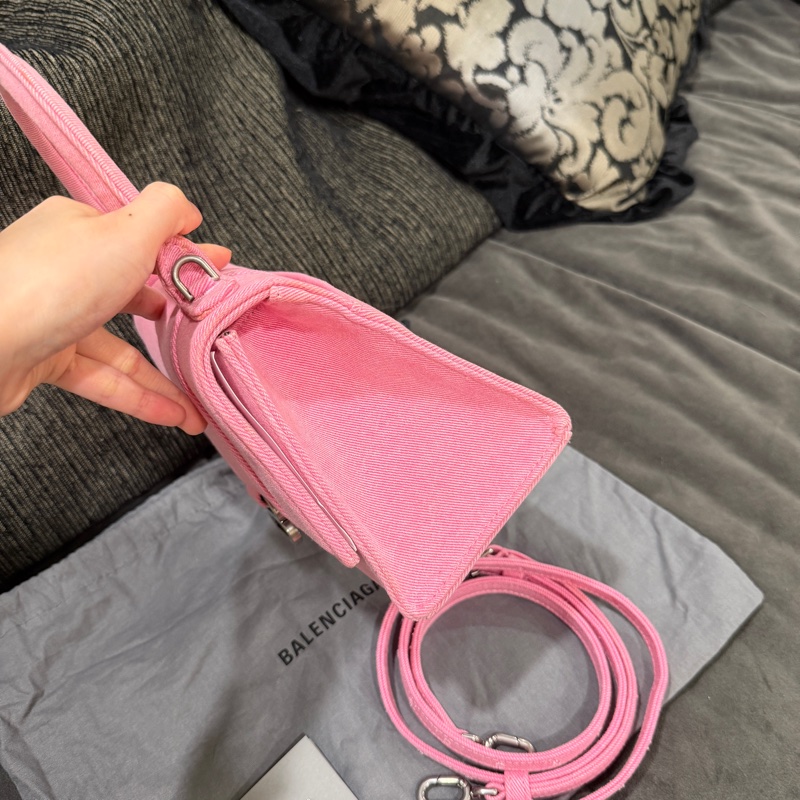 全新🈶購證❤️ 巴黎世家 #沙漏包 #粉色 #銀扣 #牛仔 s號-7