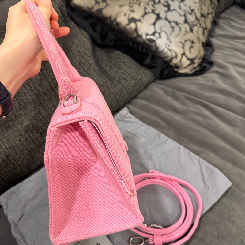 全新🈶購證❤️ 巴黎世家 #沙漏包 #粉色 #銀扣 #牛仔 s號-8