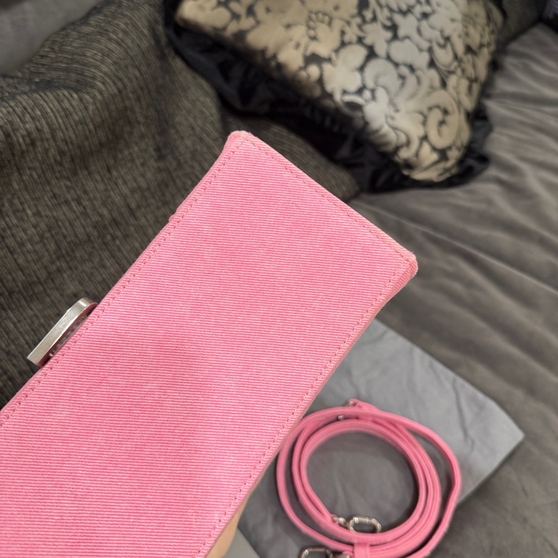 全新🈶購證❤️ 巴黎世家 #沙漏包 #粉色 #銀扣 #牛仔 s號-9