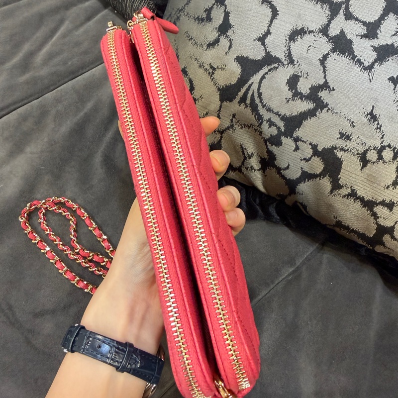 全配🈶購證❤️ 香奈兒 #玫粉色 #荔枝皮 #手機包 #woc-5