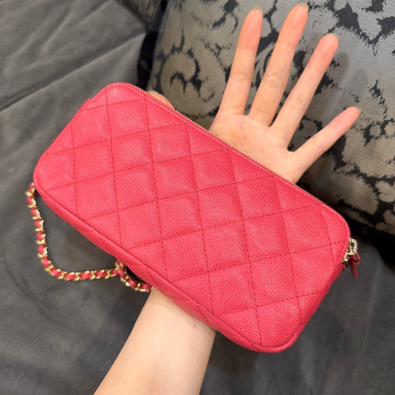 全配🈶購證❤️ 香奈兒 #玫粉色 #荔枝皮 #手機包 #woc-6