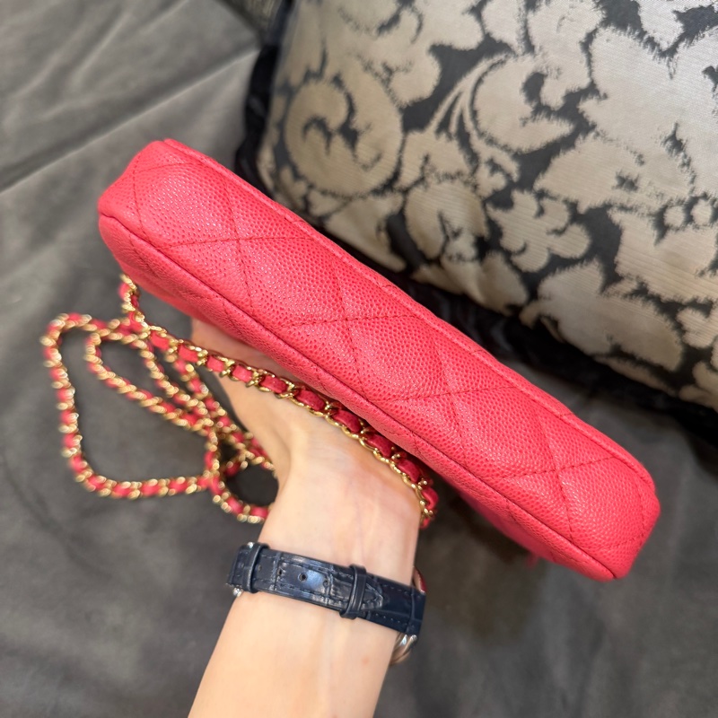 全配🈶購證❤️ 香奈兒 #玫粉色 #荔枝皮 #手機包 #woc-7