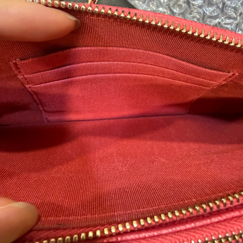 全配🈶購證❤️ 香奈兒 #玫粉色 #荔枝皮 #手機包 #woc-9