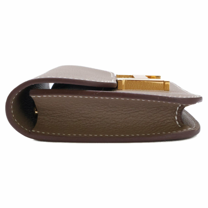 愛馬仕 Constance 纖薄錢包/腰包/腰包，灰褐色，金色五金，成色極佳，B 印記，Epsom 小牛皮，女士款。-3