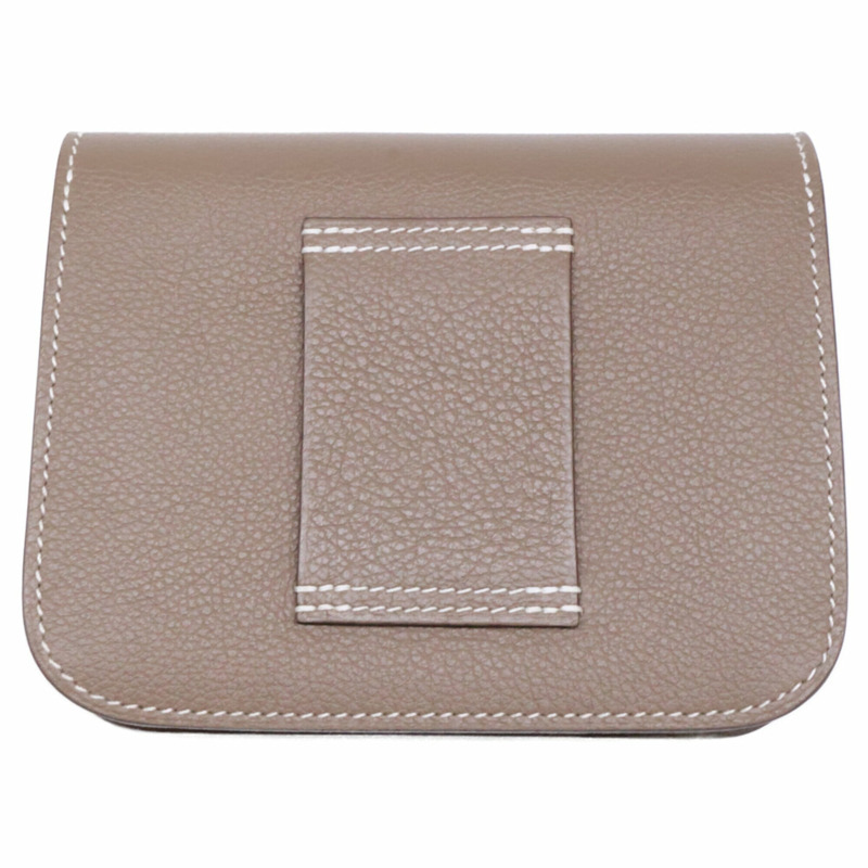 愛馬仕 Constance 纖薄錢包/腰包/腰包，灰褐色，金色五金，成色極佳，B 印記，Epsom 小牛皮，女士款。-5