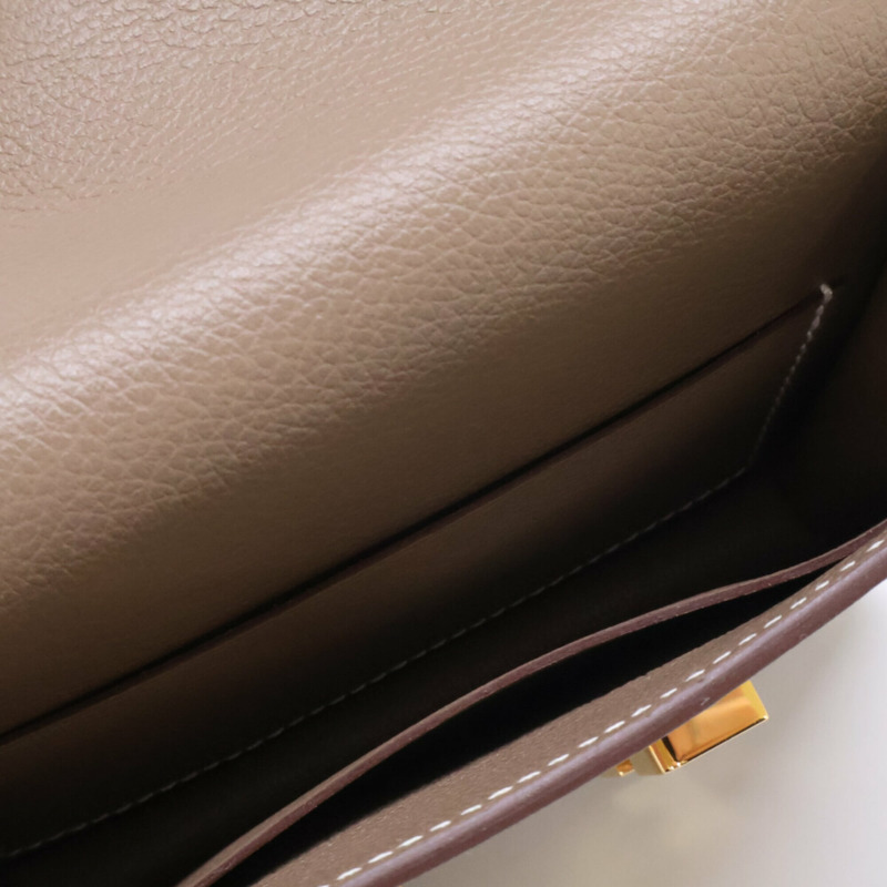 愛馬仕 Constance 纖薄錢包/腰包/腰包，灰褐色，金色五金，成色極佳，B 印記，Epsom 小牛皮，女士款。-6