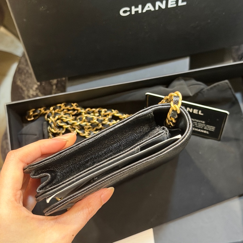 全新全配❤️ 香奈兒 #黑金牛皮 #leboy #V紋 #woc-6