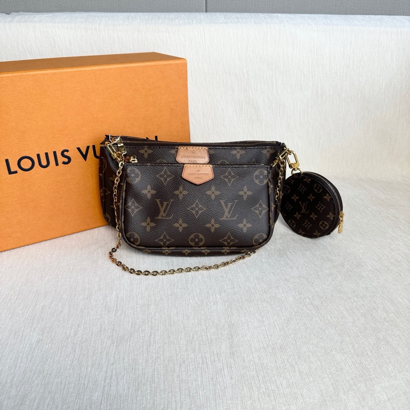 Louis Vuitton •經典老花五合一麻將包 綠肩帶 有購證✔️-4