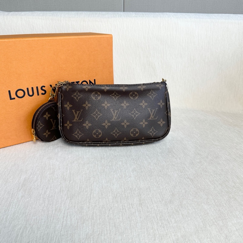 Louis Vuitton •經典老花五合一麻將包 綠肩帶 有購證✔️-5
