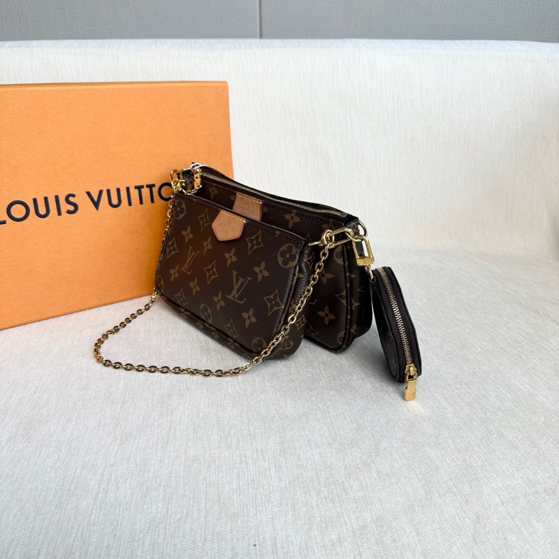 Louis Vuitton •經典老花五合一麻將包 綠肩帶 有購證✔️-6