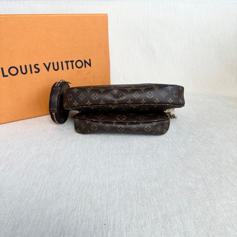 Louis Vuitton •經典老花五合一麻將包 綠肩帶 有購證✔️-7