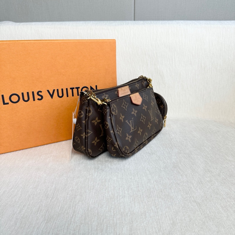 Louis Vuitton •經典老花五合一麻將包 綠肩帶 有購證✔️-8