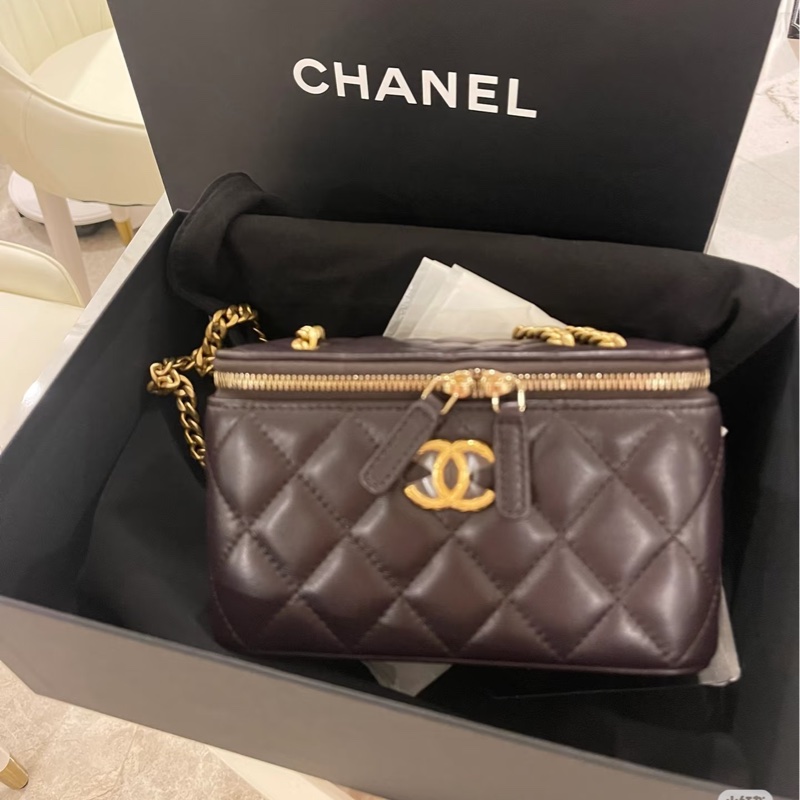 全新全配❤️晶片❤️ 香奈兒 #可可棕 #金柱調節 #長盒子 #22k巧克力色-3