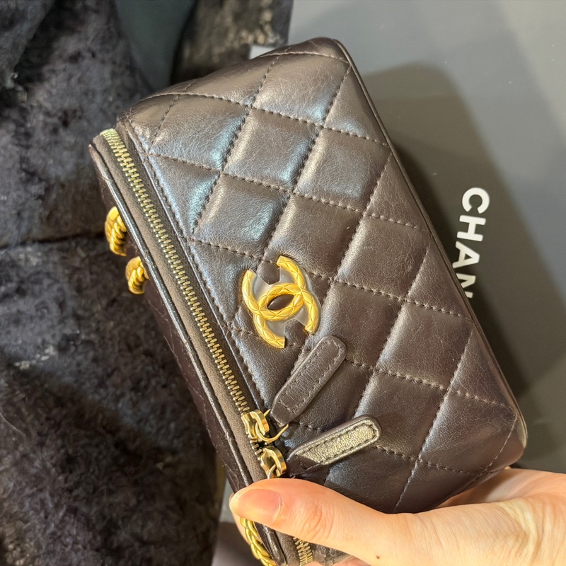 全新全配❤️晶片❤️ 香奈兒 #可可棕 #金柱調節 #長盒子 #22k巧克力色-7