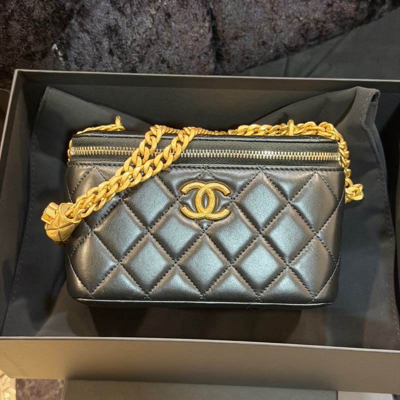 全新全配❤️晶片❤️ 香奈兒 #黑金 #金柱調節 #長盒子 #22k鏡子款-6