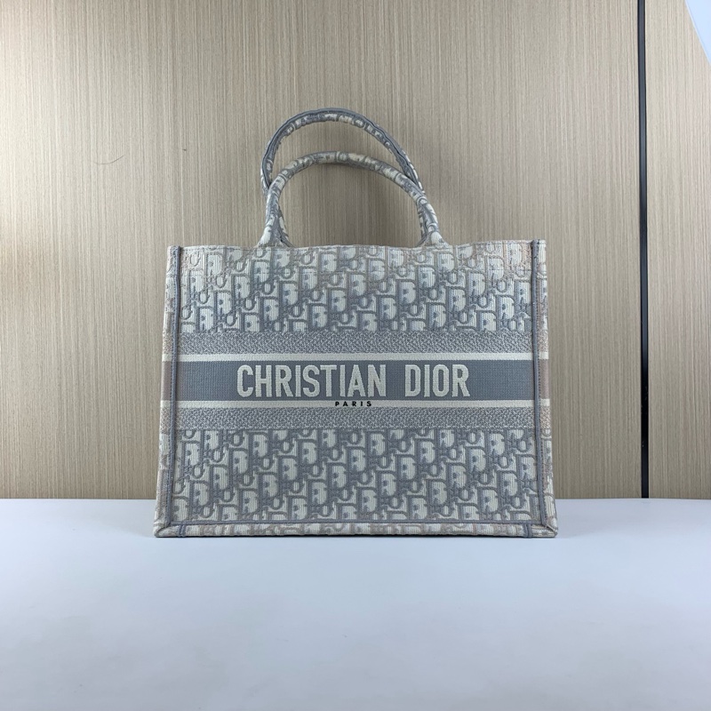 Dior • 經典Book Tote 灰色刺繡托特 中號 有購證✔️-3