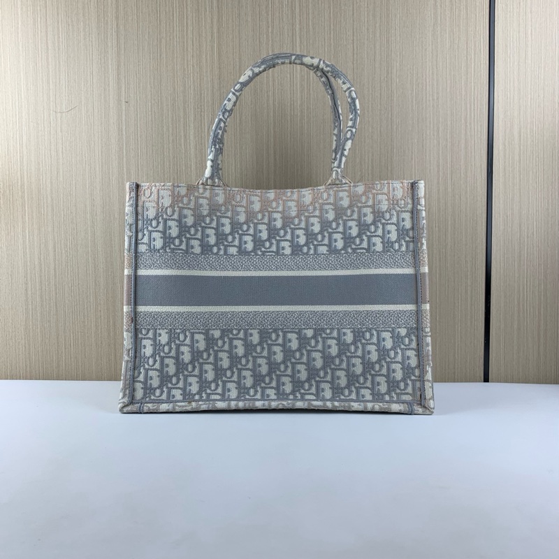 Dior • 經典Book Tote 灰色刺繡托特 中號 有購證✔️-5