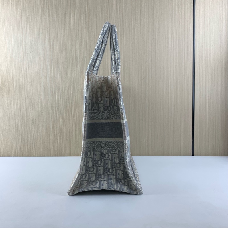 Dior • 經典Book Tote 灰色刺繡托特 中號 有購證✔️-6
