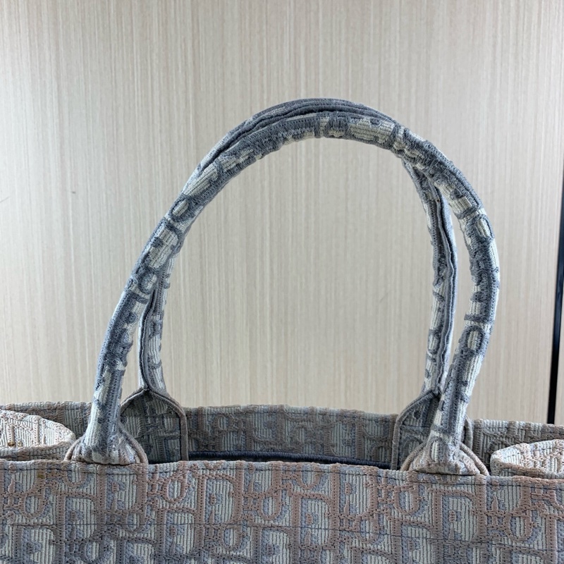 Dior • 經典Book Tote 灰色刺繡托特 中號 有購證✔️-9