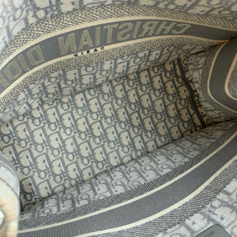 Dior • 經典Book Tote 灰色刺繡托特 中號 有購證✔️-10