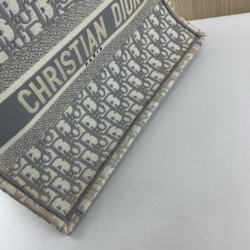 Dior • 經典Book Tote 灰色刺繡托特 中號 有購證✔️-19