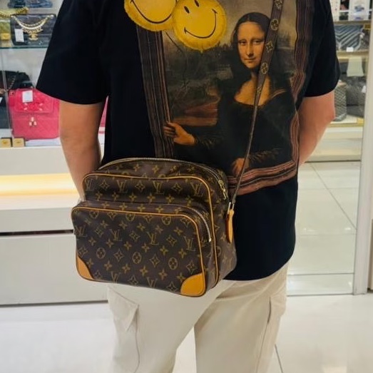 實用百搭99新🆕超低價😍Lv路易威登老花植鞣革橫版相機包單肩斜挎包-5