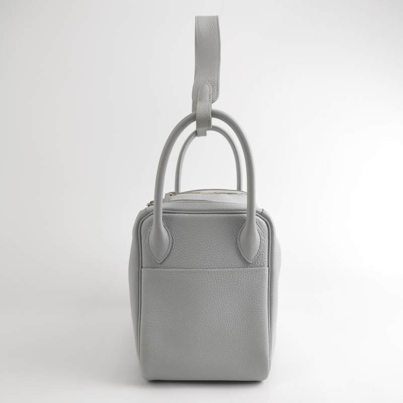 Hermes Lindy30純色旋扣單肩包Clemence（TC）牛皮銀扣08聖杯藍T刻-2