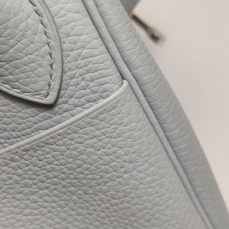 Hermes Lindy30純色旋扣單肩包Clemence（TC）牛皮銀扣08聖杯藍T刻-15