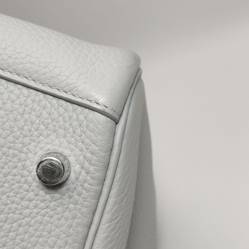 Hermes Lindy30純色旋扣單肩包Clemence（TC）牛皮銀扣08聖杯藍T刻-18