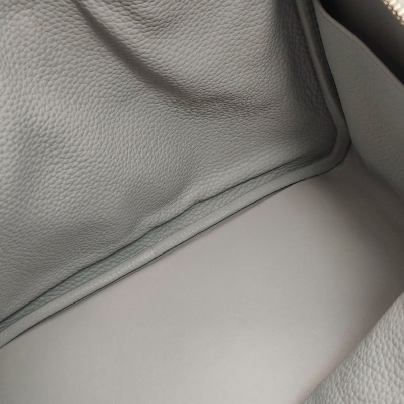 Hermes Lindy30純色旋扣單肩包Clemence（TC）牛皮銀扣08聖杯藍T刻-28